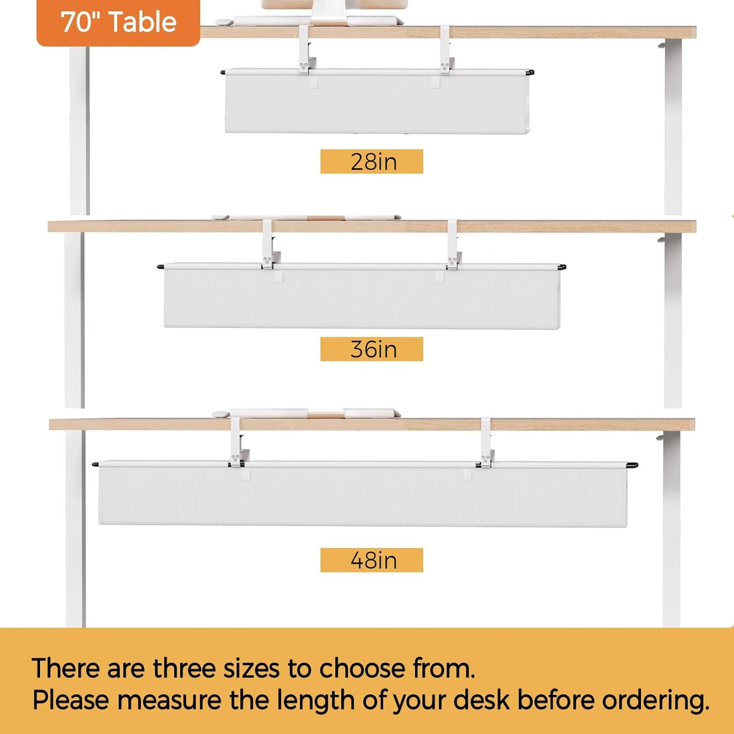 Under Desk Cable Management Tray - 28" Cord Organizer for Desk No Drill, Fabric Under Table Wire Organizer with 16X Cable Ties Hide for Office/Home, Cord Hider Fits Adapters & Sockets, White