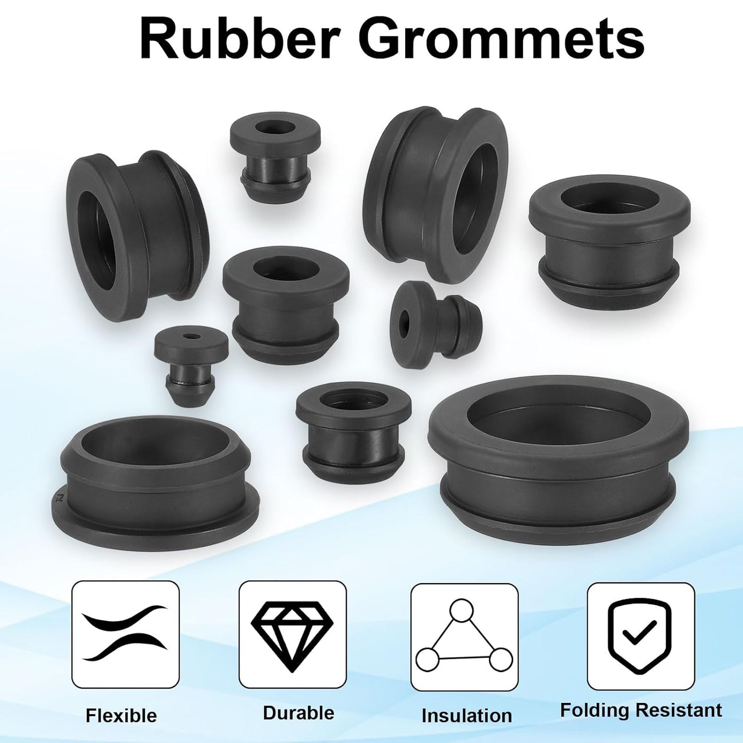 PATIKIL 8.5mm / 5/16 Inch Drill Hole,1/4 Inch ID Rubber Grommets, 15Pcs Top Hat Grommet for Wiring Eyelet Ring Gasket Automotive Firewall Cable Hole Plugs Wires Protection, Black
