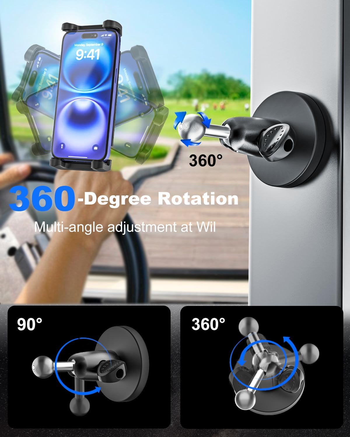 Metal iPad Magnetic Mount for Tractor/Golf Cart/Forklift/Vehicles/Gym/Fridge/Metal Surface, Magnetic Tablet Holder Mount Compatible with 4-13" iPad Pro, Air, Mini, Galaxy, Phone