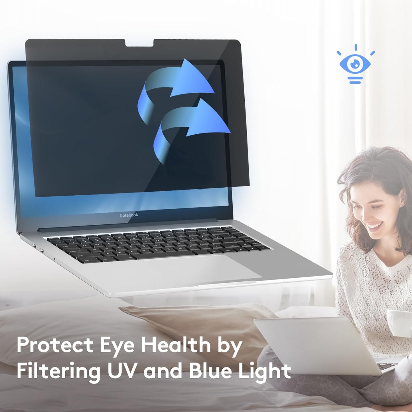 Magnetic Privacy Screen for MacBook Pro 15 inch (2016-2019), Model A1707, A1990, Detachable Screen Protector, Blue Light Blocking, Anti Glare Protector and Privacy Filter Shield