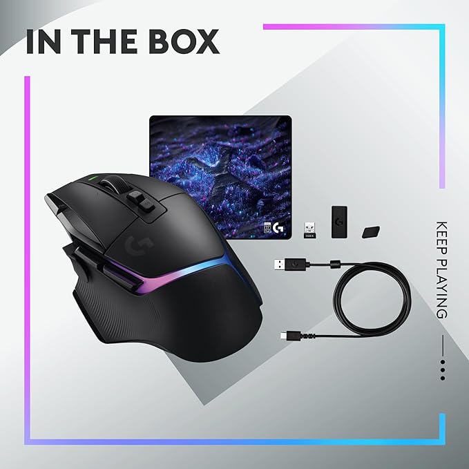 Logitech G502 X Plus Lightspeed Wireless RGB Gaming Mouse and G640 SE Large Cloth Gaming Mouse Pad (460 x 400 x 3 mm) - Black