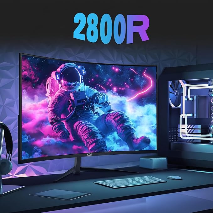 ZZA 24 Inch Monitor 200 HZ 1080p 2800R,Curved PC Monitor VA 120% sRGB FreeSync Frameless Full on Three Sides Blue Light Filter,HDMI DP USB Ports,Computer Monitor for Business Office and Casual Gaming