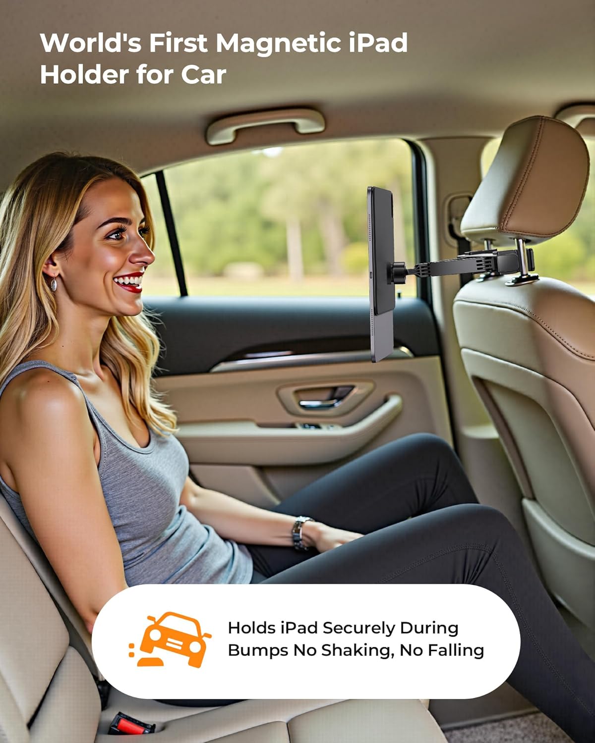 KU XIU Magnetic iPad Holder for Car Headrest,Backseat Tablet Car Mountfor iPad Pro 13" M4 (2024) Only,iPad Car Holder Back Seat Travel Accessories Long Road Trip Essentials for Kids