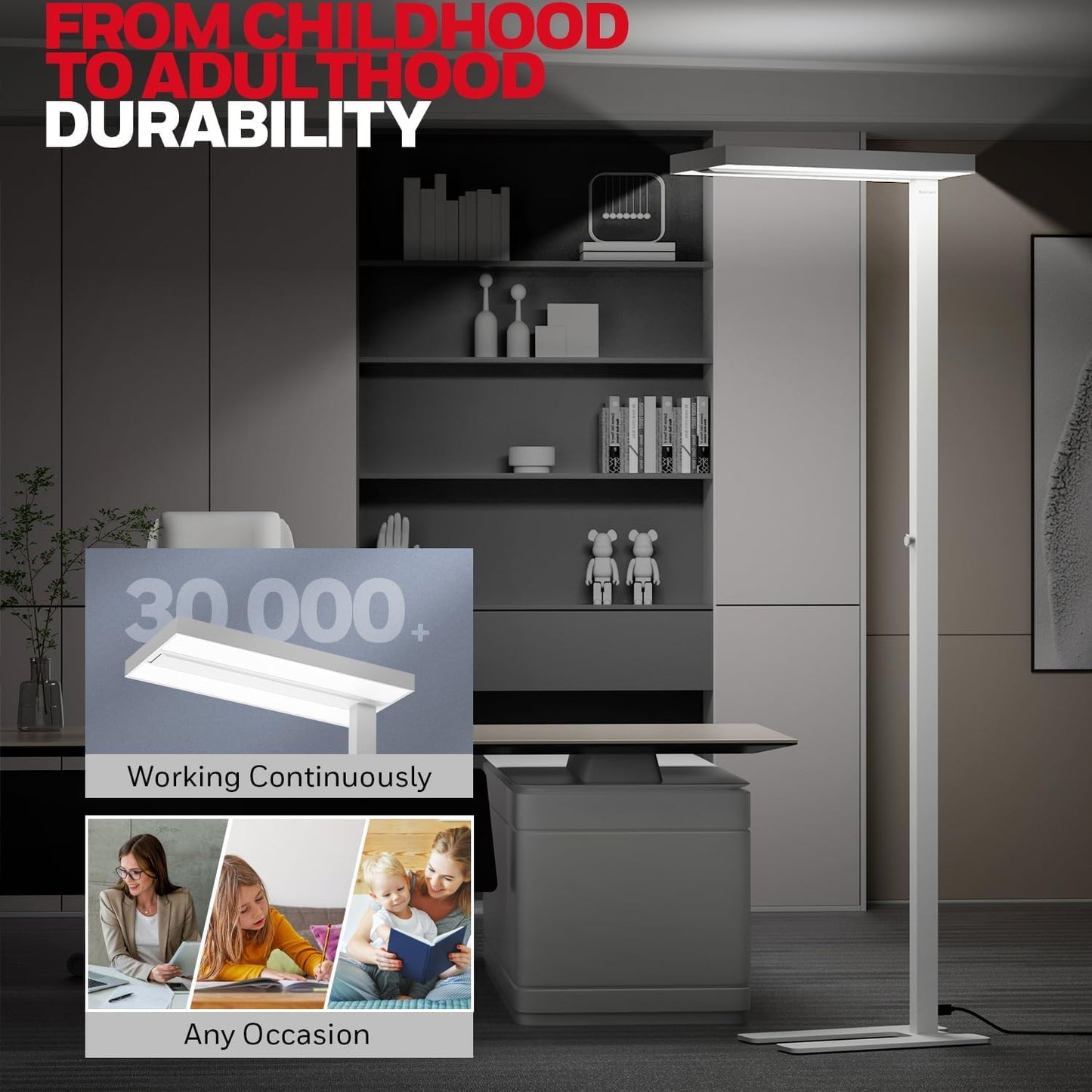 Honeywell 155W LED Floor Lamp - 02E MAX Sunturalux Eye-Care Tall Standing Light, 16000LM 4000K Natural Daylight Reading Lamp for Home Office Bedroom