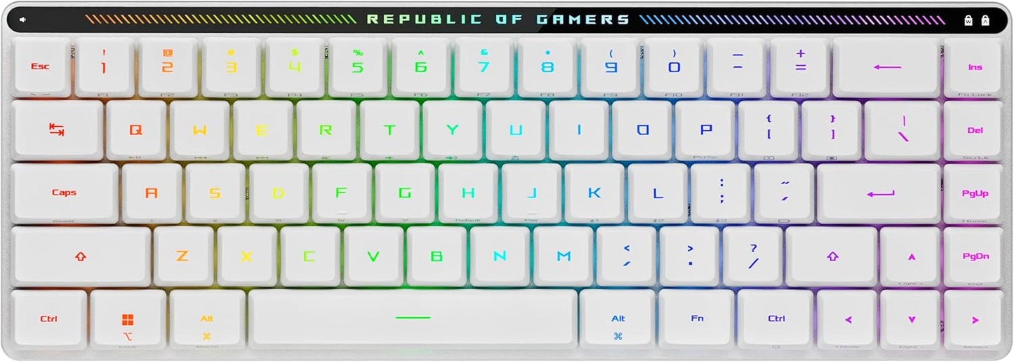 ASUS ROG Falchion RX Low Profile 65% Wireless Gaming Keyboard with ROG RX Red Low-Profile switches, tri-Mode Connection with ROG SpeedNova, Silicone dampening Foam, Touch Panel, and MacOS Support.