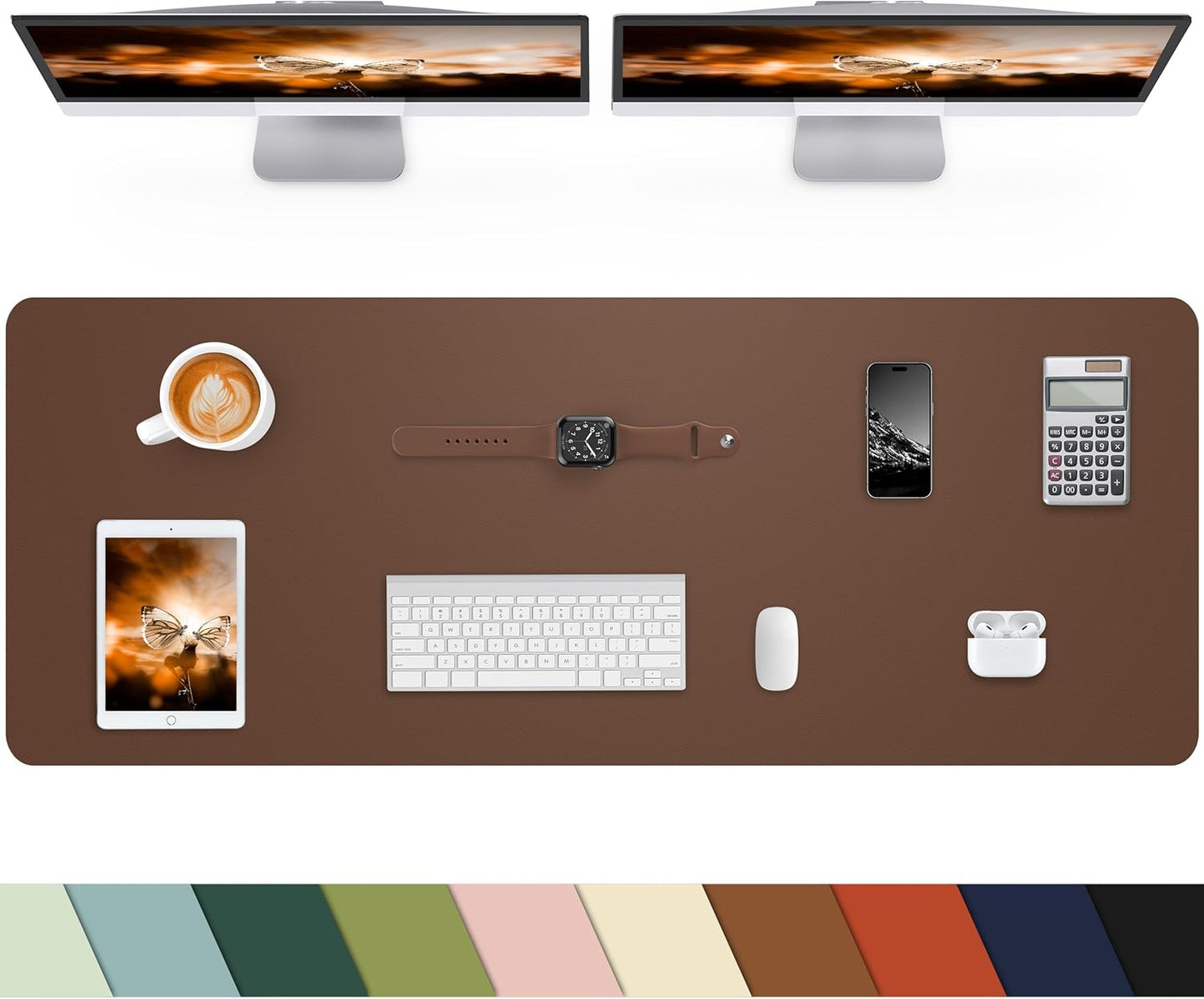 Desk mat Large, Leather Desk Pad Protector,Office Desk Mat,Mouse Pad, Non-Slip Desk Blotter, Laptop Desk Pad, Waterproof Desk Writing Pad for Office&Home (Brwon, 55" x 24")
