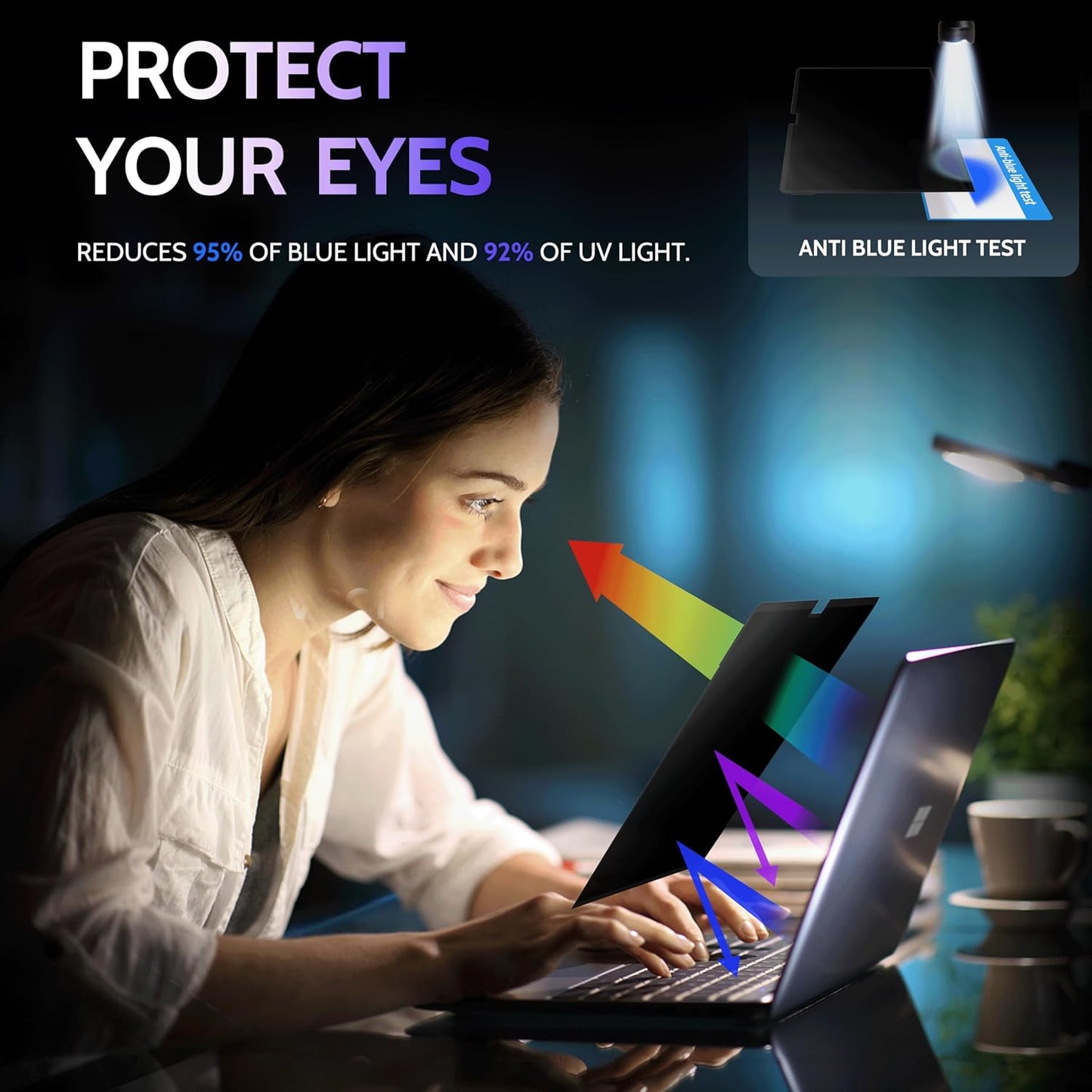 Privacy Screen for 13.5 Inch Surface Book 3/2/1, MagicSuction™ Removable Anti Spy Black Protector, Glare Blue Light Filter for Microsoft Laptop Computer Monitor