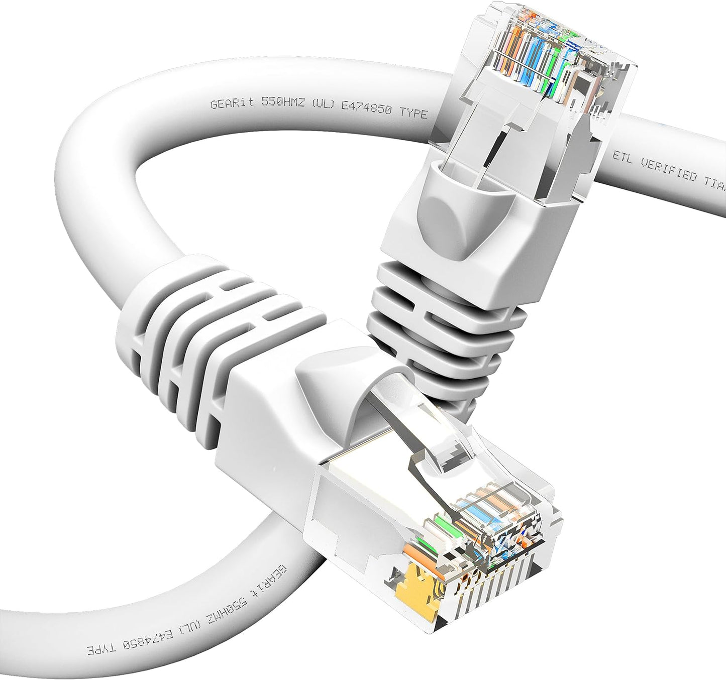 GEARit Cat 6 Ethernet Cable (1-Pack 14 Feet) Cat6 Network Patch, 10Gbps, RJ45, Snagless Cord, Gold-Plated Connectors, Internet for PC, TV, Tablet, Router, Printer, Servers, IT Data Center - White