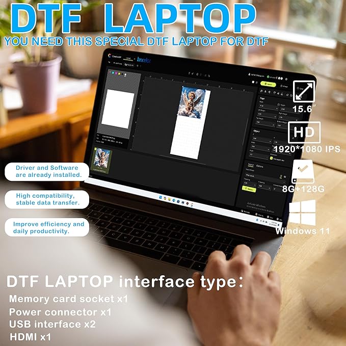 Lancelot M1630 Pro DTF Printer Bundle: 2X Speed of L1800/R1390, Auto Film Cutter & Anti-Clog System, Plug-and-Play A3 dtf printer T-Shirt Printing Machine for DIY/Apparel Business (Printer+Laptop+Ink)