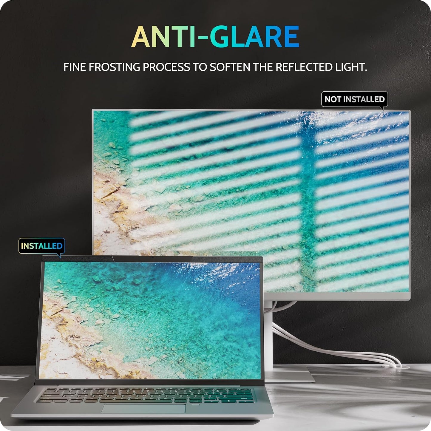 Magnetic Laptop Privacy Screen 16"&16.1" for 16:9 Computer Monitor, Removable Anti Glare Protector Blue Light Filter Shield Compatible with Lenovo Hp Dell Acer Asus Thinkpad Envy Xps