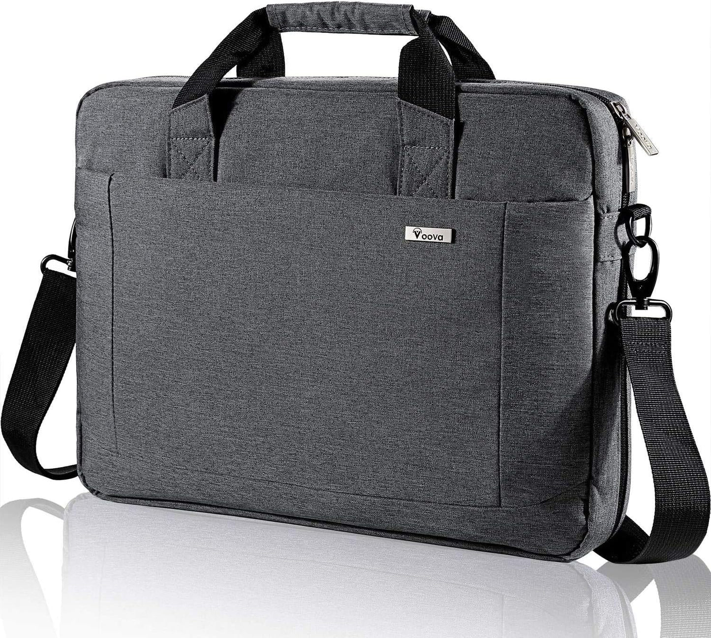 Voova Laptop Bag Case 17 17.3 Inch Computer Sleeve Messenger Bag with Shoulder Strap Expandable Waterproof Large Capacity Business Briefcase for Work Travel Fit 17-18” Laptop, Men Women, Gray