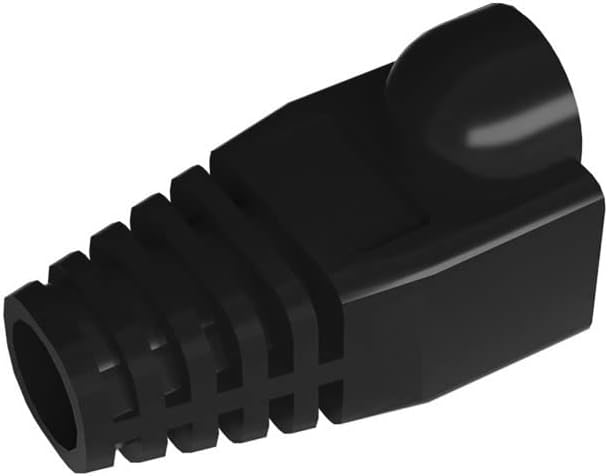 50 Pcs Cat5 Cat5E Cat6 Strain Relief Boot, RJ45 Plug Connector Cover Modular Network Plug Connector Cap Cable Connector Boots, Black