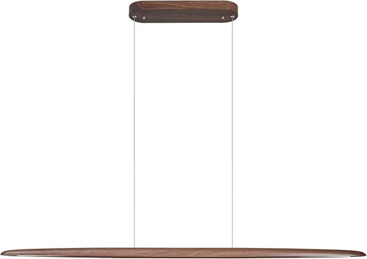 Walnut Linear Pendant Light Fixtures Modern LED Dimmable Pendant Lighting Wood Chandeliers for Dining Room Kitchen Island Pool 59In