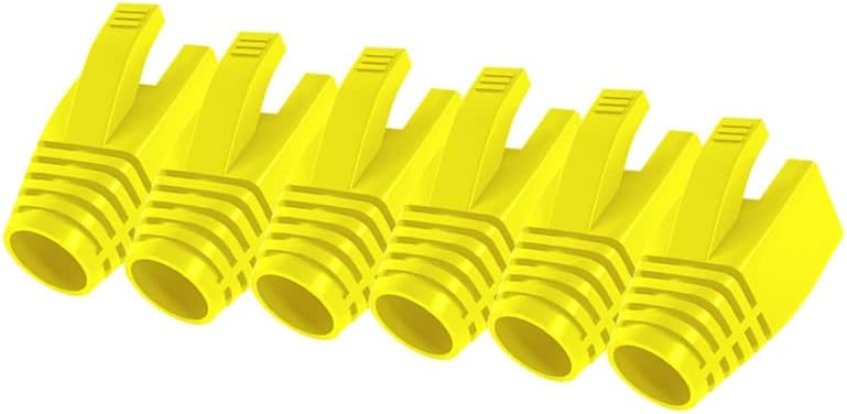 50 Pcs Cat7 Cat7A Cat8 Strain Relief Boot, RJ45 Plug Connector Cover Modular Network Plug Connector Cap Cable Connector Boots, Yellow
