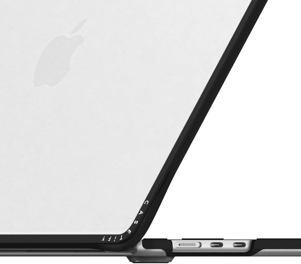 CASETiFY Impact MacBook Air 15" (M2-M4) Case [Cushioned Impact Corners/Scratch-Resistant/Anti-Slip Grip] - I'm Busy - Clear Black