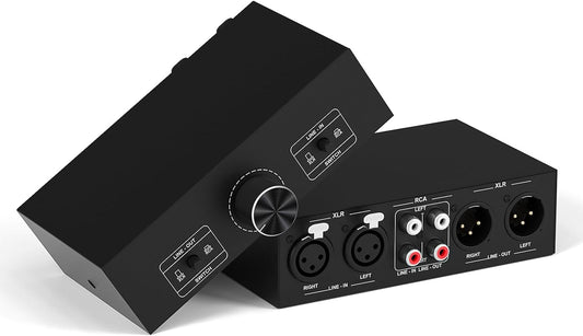 Y.D.F RCA and XLR Selector Switch Boxes, 2(1)-in-1(2)-Out RCA/XLR Speaker Switcher Selector, HiFi Balanced Stereo Audio Switcher/Converter Premium Selector Splitter Box with Volume Controller