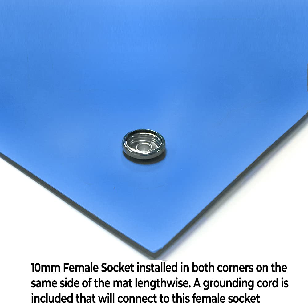 RubberStat Dual Layer ESD Compliant Workstation Rubber Table Mat Kit, Soldering, Cell Phone Repair, with Wrist Strap Set and Ground Cord - 24"x30" Royal Blue