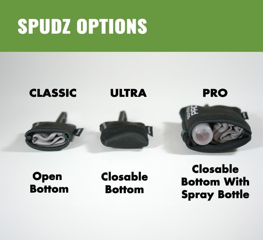 SPUDZ Ultra Microfiber Lens Cleaner – Closable Pouch, Clip-On, Washable – for Optics, Scopes, Glasses | Stealth Shadow, 10 x 10 Inch