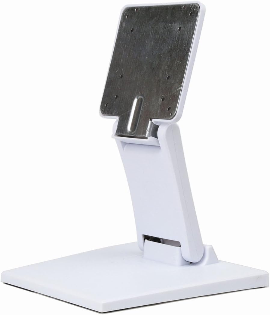 WEARSON Single Adjustable LCD Monitor Stand Mount Folding VESA Monitor Desk Stand with VESA Hole 75x75mm 100x100mm (White)