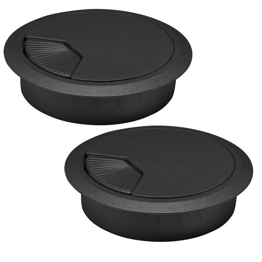 2 Pcs Desk Grommet 2-3/8" / 60 mm, Desk Cord Hole Cover, Cable Grommet ABS Plastic, Desk Hole Grommet for Home & Office Pc, Detachable Adjustable Cable Cord Organizer-Black