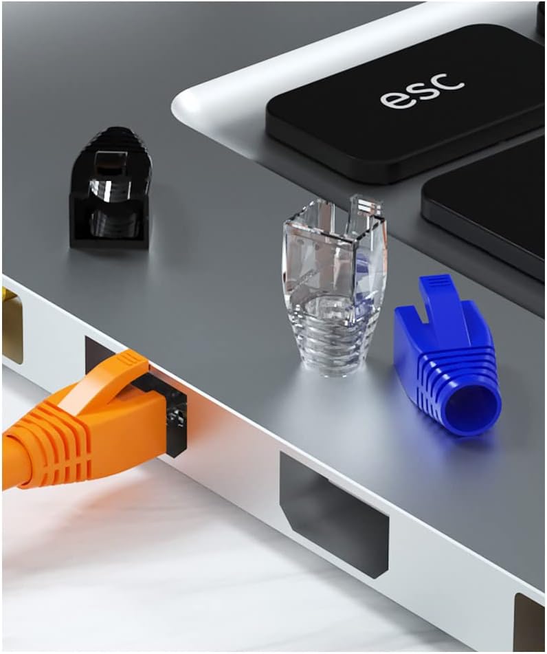 50 Pcs Cat7 Cat7A Cat8 Strain Relief Boot, RJ45 Plug Connector Cover Modular Network Plug Connector Cap Cable Connector Boots, FruitGreen