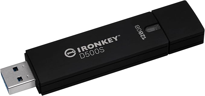 Kingston Ironkey D500S 128GB Encrypted Flash Drive | Dual Hidden Partition | FIPS 140-3 Level 3 | XTS-AES 256-bit | BadUSB and Brute Force Protection | Multi-Pin Option | IKD500S/128GB