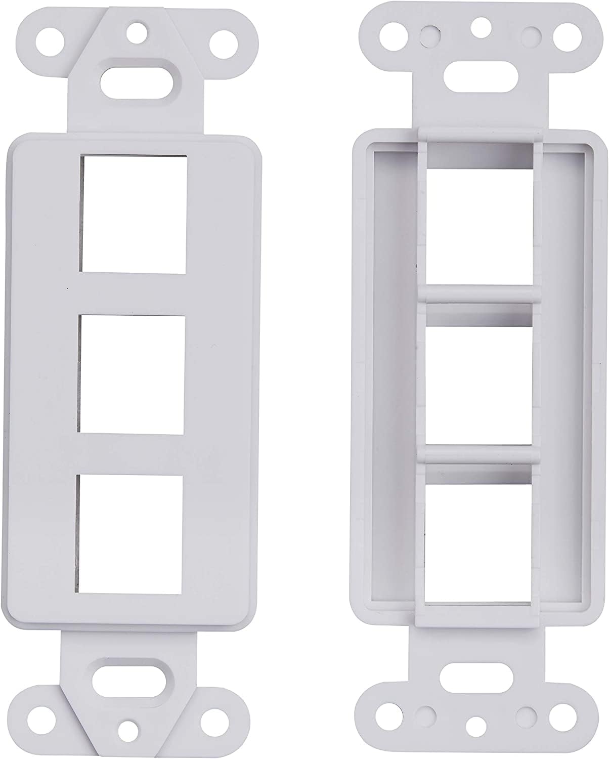 10 Pack Keystone Wall Plate 3 Port, White Decorator Insert Cover for Ethernet, HDMI, Coax, Cat6 Cat5, RJ45, Home & Office Installations