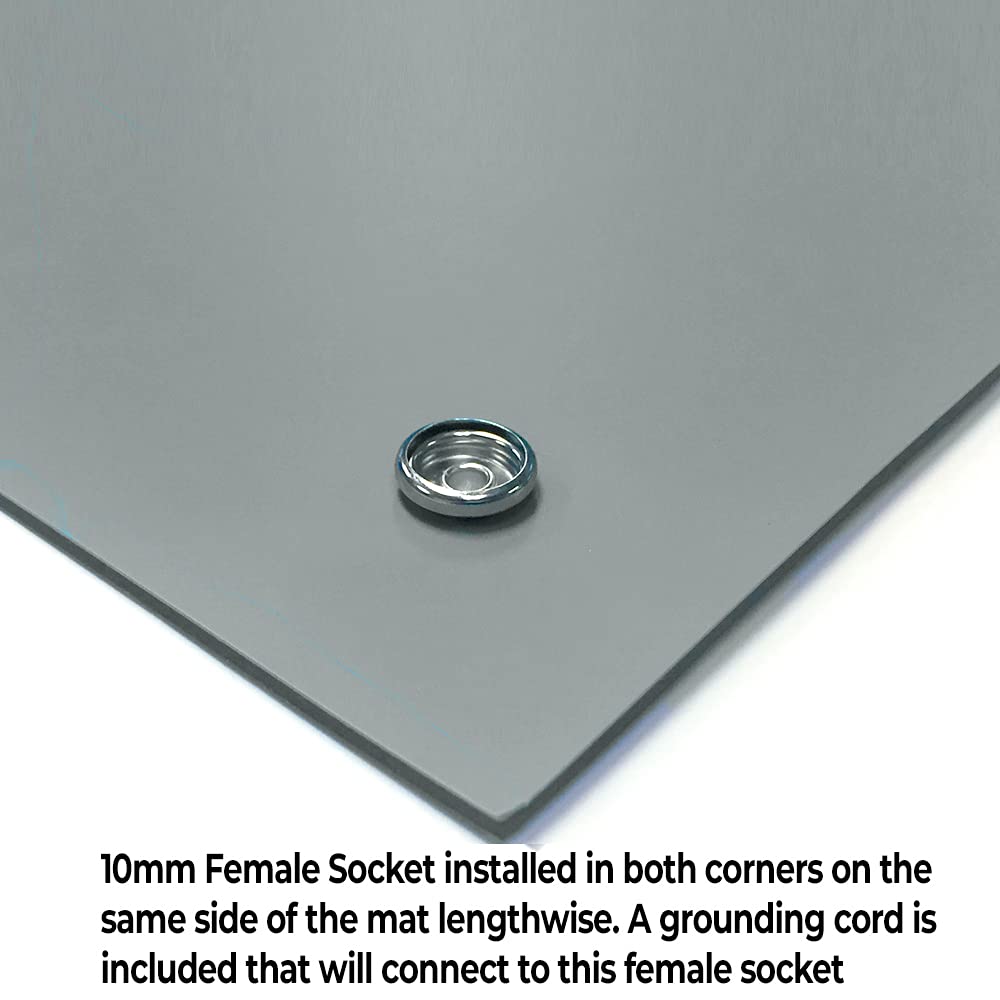 RubberStat Dual Layer ESD Compliant Workstation Rubber Table Mat Kit, Soldering, Cell Phone Repair, with Wrist Strap Set and Ground Cord - 36"x72" Grey