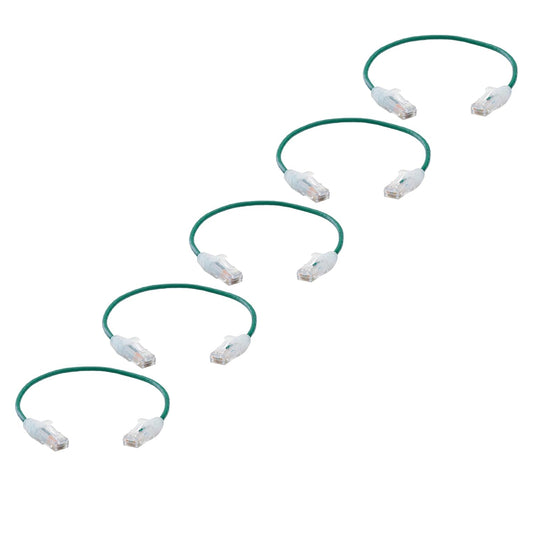 TRUECABLE Cat6 Component Rated Patch Cable, Unshielded (U/UTP), 1ft, Green, 28AWG Solid Copper, Snagless 10G High-Speed Ethernet Cable, PoE++ 4PPoE 100W, UL Listed, RoHS-3, 5 Pack
