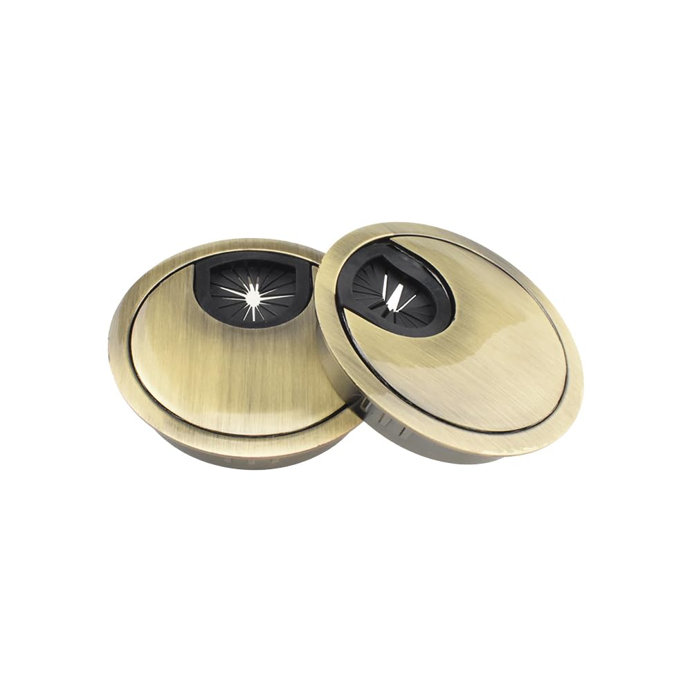HAHIYO 2Pcs 2.4Inch/60mm Bronze Zinc Alloy Desk Grommet Wire Grommet Cable Management Cord Hole Cover Desk Wire Hole Insert Wire Organizer for Computer Office Home School Equipment Systems