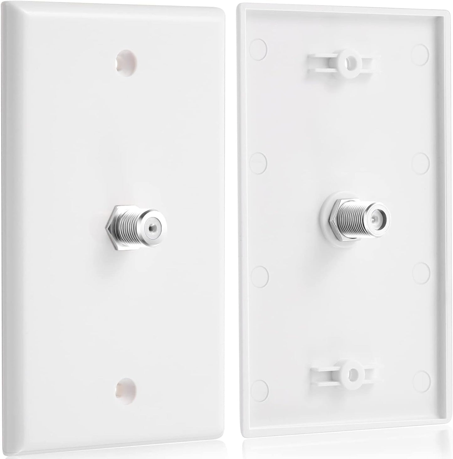 1-Port TV Cable Wall Plate F Connector Wall Plate Coax Wall Plate Video Wall Jack Single Gang Wall Plates (White, 16 Pcs)