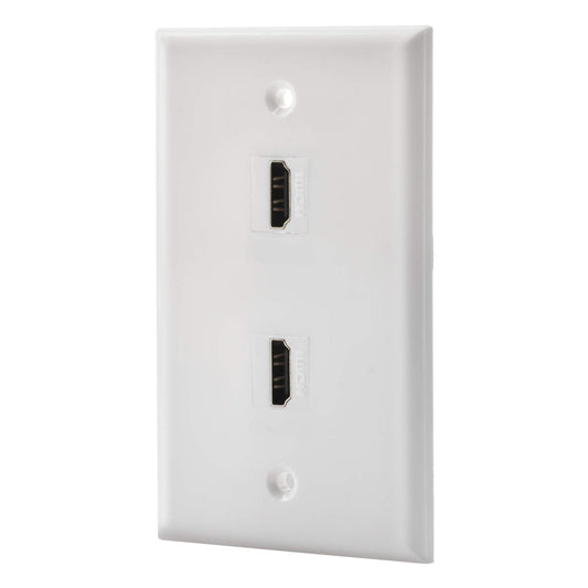 2 Port HDMI Female to Female Wall Plate in White (HDMI 2 Port)