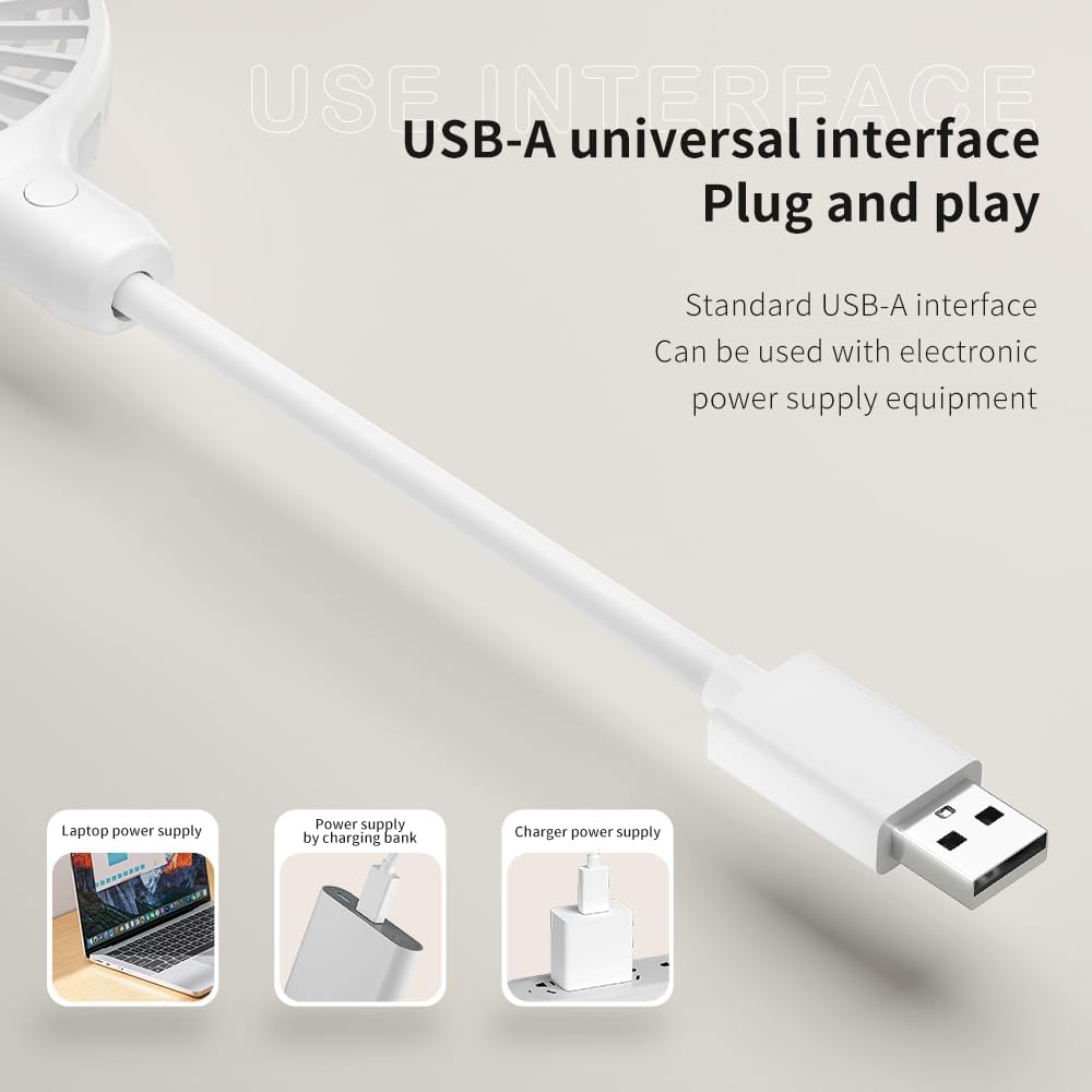 USB Fan, Mini Portable Fan for 360° Rotation, Small Personal Fan for Home Office, Desk Fan Compatible with All USB Outputs such as Laptop/Power Bank/Plug, Pocket Fan for Travel Commute(with switch)