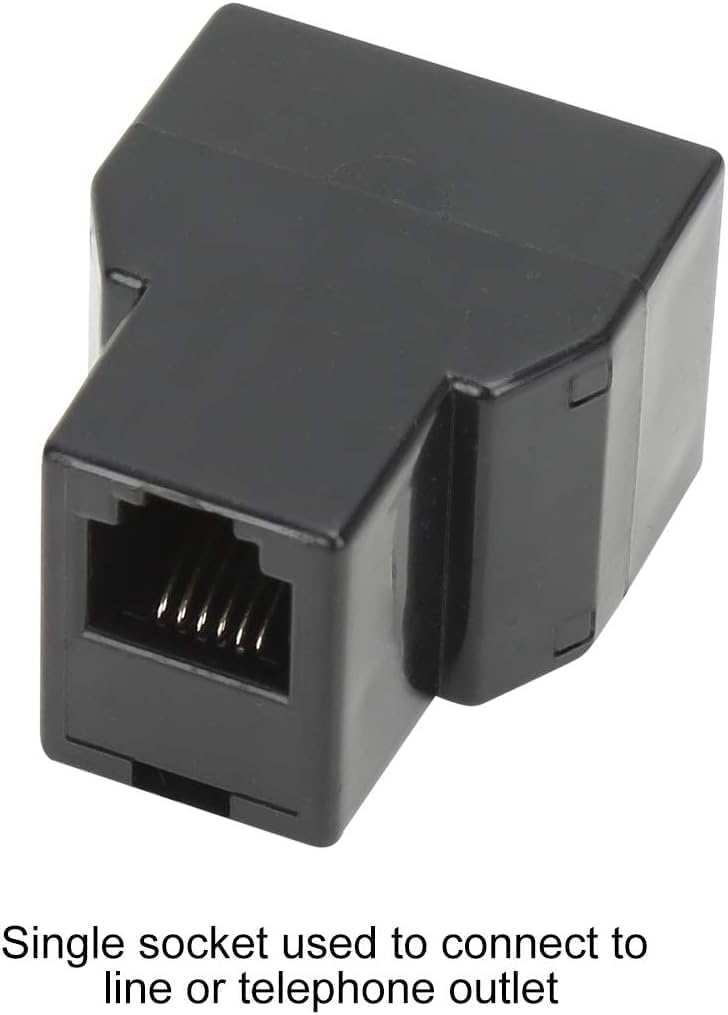 Uvital RJ12 6P6C 3 Female Telephone Line Splitters, Phone Jack Splitter, Telephone Landline Cable Connector and Separator(Black, 50 Pack)