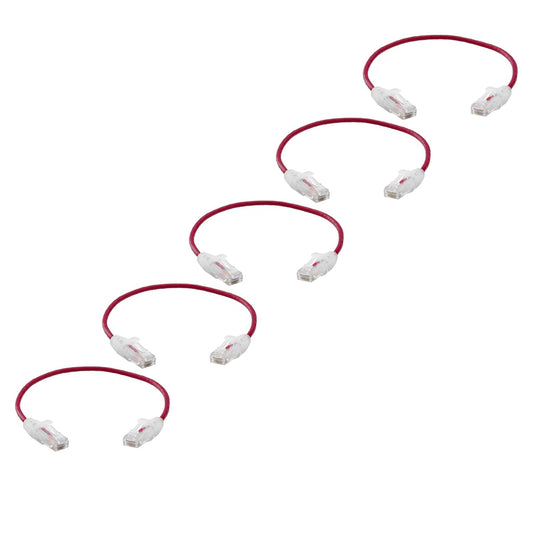 TRUECABLE Cat6 Component Rated Patch Cable, Unshielded (U/UTP), 1ft, Red, 28AWG Solid Copper, Snagless 10G High-Speed Ethernet Cable, PoE++ 4PPoE 100W, UL Listed, RoHS-3, 5 Pack