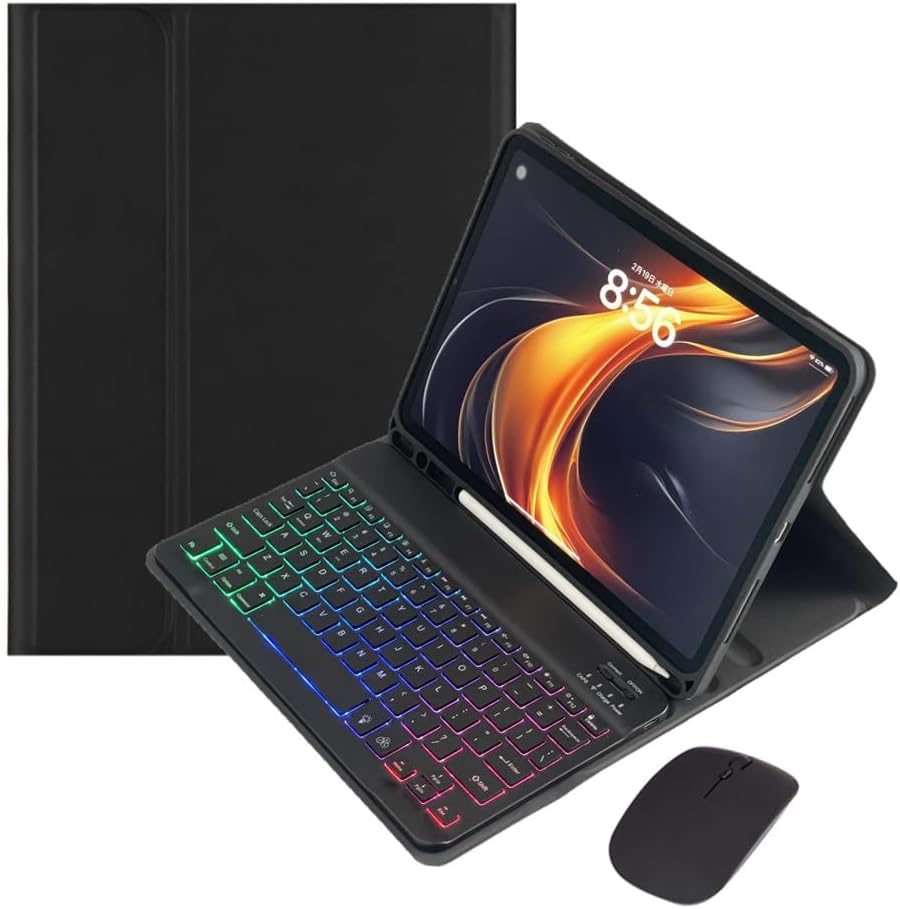 for iPad mini 5th Generation/iPad mini 4 Keyboard Case with Mouse and Rainbow Backlit Detachable Bluetooth Keyboard Cover,Black