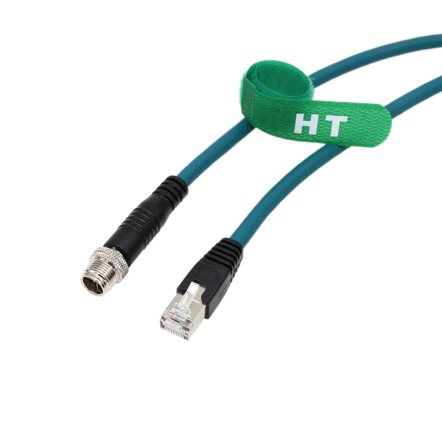 M12 Ethernet 8 Pin X Coded RJ45 CAT7e GigE Cable for Basler Cognex Keyence Datalogic Microscan Sick Camera Sensor High Speed Network Switch 2 Meter