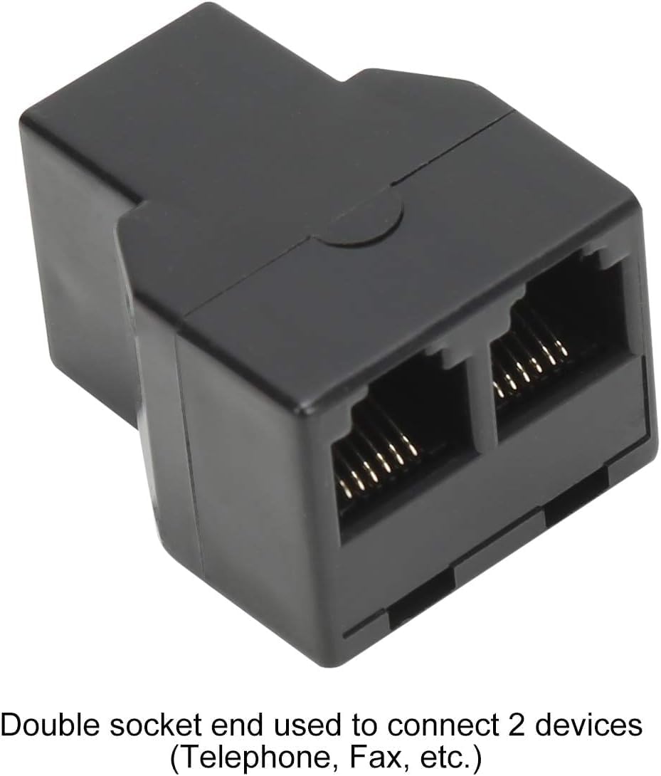 Uvital RJ12 6P6C 3 Female Telephone Line Splitters, Phone Jack Splitter, Telephone Landline Cable Connector and Separator(Black, 50 Pack)