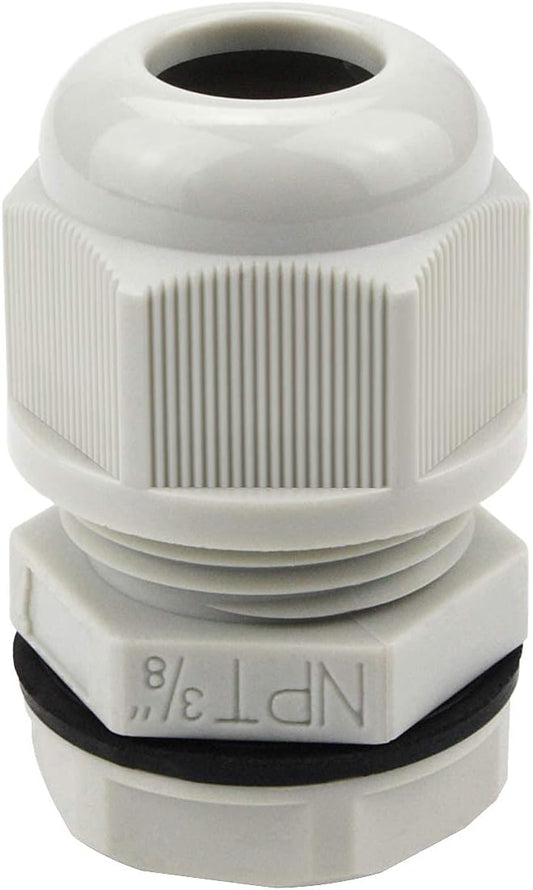 XHF 25 Pcs 3/8" IP68 Strain Relief Nylon Cord Grip Waterproof NPT Cable Glands Adjustable UL Listed and RoHS Compliant (Grey)