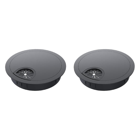 2 Pack Desk Grommet 2 Inch 50mm, Zinc Alloy Computer Desk Wire Hole Cover, Office Desktop Cord Cable Hole Metal Ring, Black