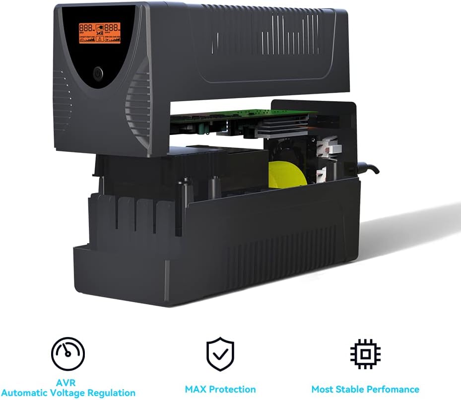 Ups Battery Backup and Surge Protector 1250VA/720W,Computer Uninterruptible Power Supply Units,Battery Backup Intelligent LCD,SKE Back UPS,Uninterruptible Power Supply,Battery Backup for Computer SKE