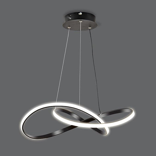 Viruhaka Modern LED Pendant Light Fixture，Black Contemporary Ceiling Hanging Fixture with Irregular Ring Lights for Dining Living Room Bedroom Kitchen Island Cafe（4000K，Neutral Light ）
