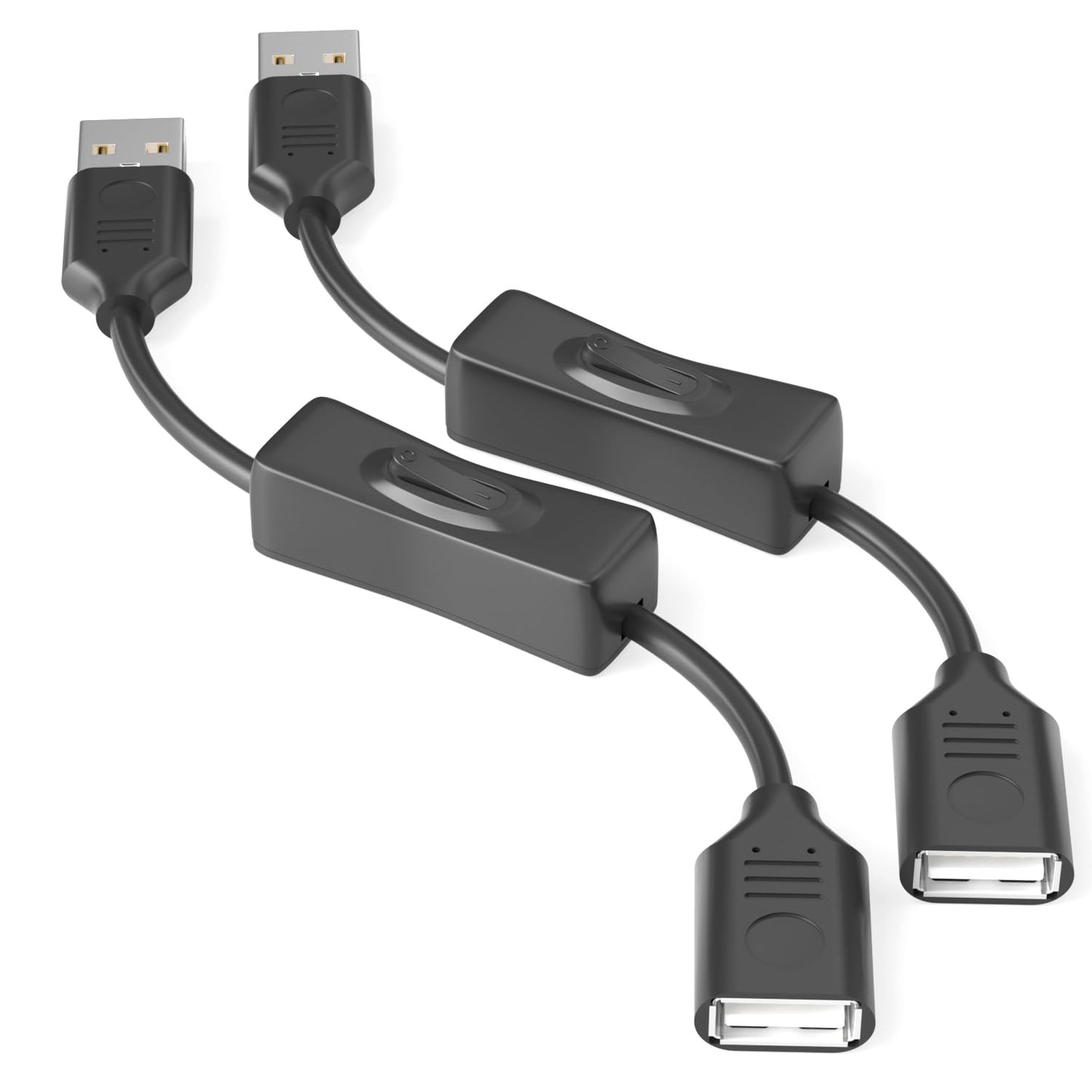 USB On/Off Switch Cable 2-Pack,2A Charging 480Mbps Data,Type-A 2.0 Power Extension Cord with ON/OFF for PC Computer,Laptop,TV,Car,PS4/PS5/Xbox,USB Fan Lamp LED Keyboard Mouse Flash Drive,Raspberry Pi