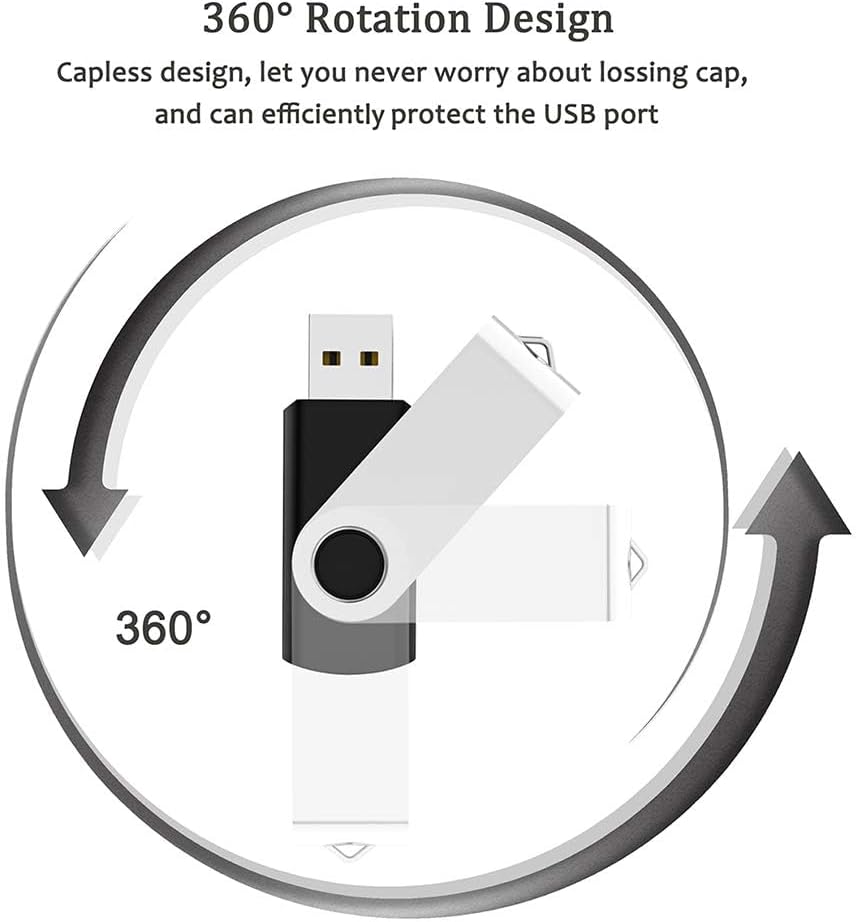3 Pack 128GB USB Flash Drive with Type C Adapter and Storage Box USB 2.0 High Speed Metal Pen Drive 360° Rotatable Storage Memory Stick for Phone/Pad/PC/Laptop/Android - Black(3-Pack 128GB)