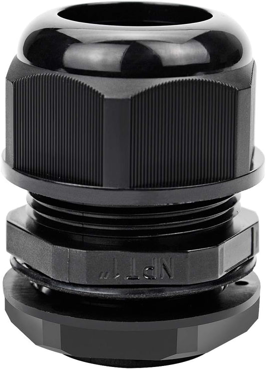 XHF 20 Pcs 1" IP68 Strain Relief Nylon Cord Grip Waterproof NPT Cable Glands Adjustable UL Listed and RoHS Compliant(Black)