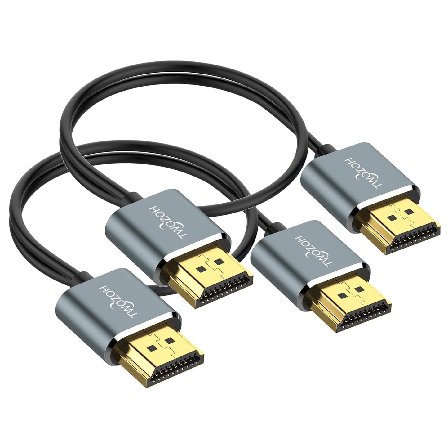 Twozoh Flexible & Slim Long HDMI Cable 25FT 2 Pack, Ultra Thin HDMI Cord Supports High Speed 4K@60Hz 18gbps 2160P/1080P