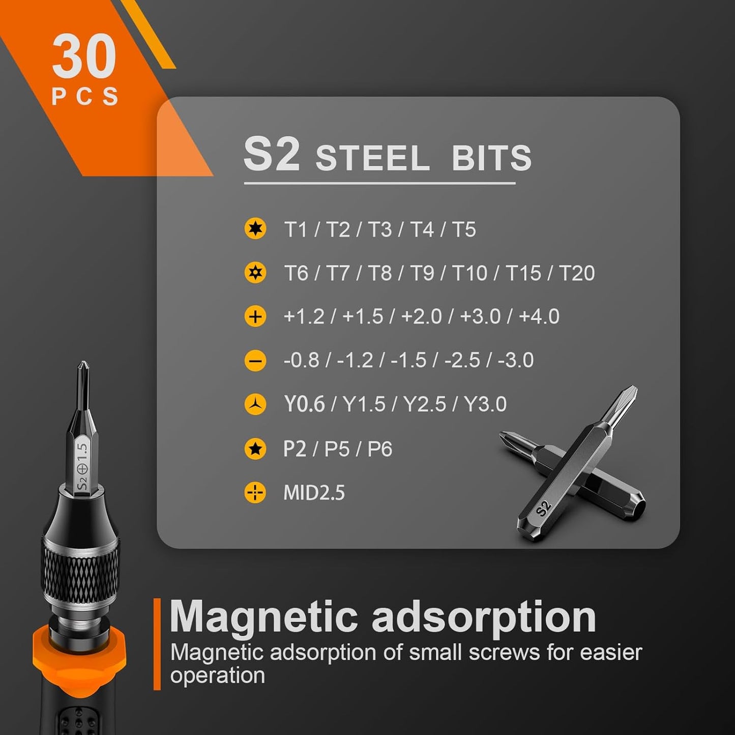 JOREST 40Pcs Small Precision Screwdriver Set (S2 Steel), Magnetic Screwdriver Set with Torx T5 T6 T8, Mini Repair Tool Kit for Macbook, Computer, Laptop, iPhone, PS4 PS5, Xbox, Switch, Glasses, Watch