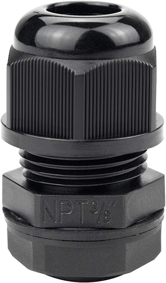XHF 25 Pcs 3/8" IP68 Strain Relief Nylon Cord Grip NPT Cable Glands Adjustable UL Listed and RoHS Compliant (Black)