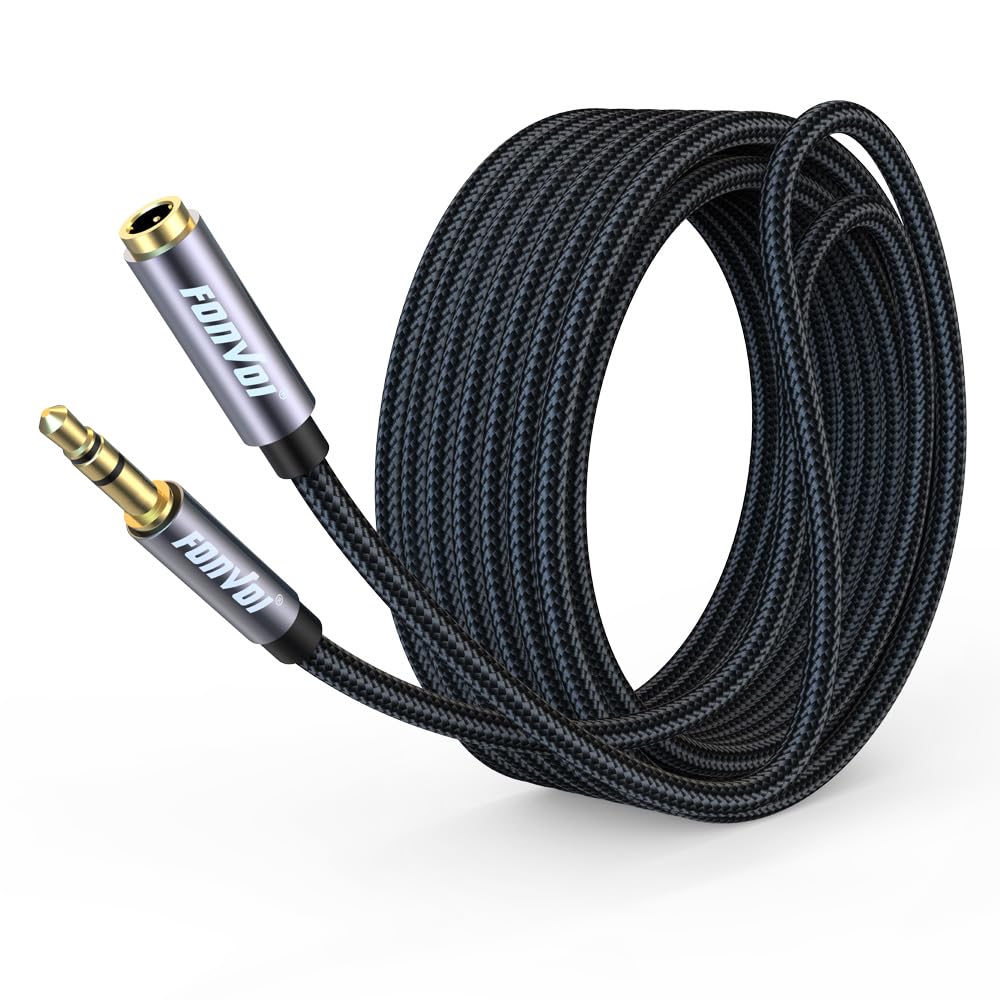 FONVOi15FT 3.5mm Aux Jack Audio Extension Cable,Male to Female,TRS Headphone Extension Cable Compatible with Heaphone, MP3 Players iPhone iPad Tablets Media Player