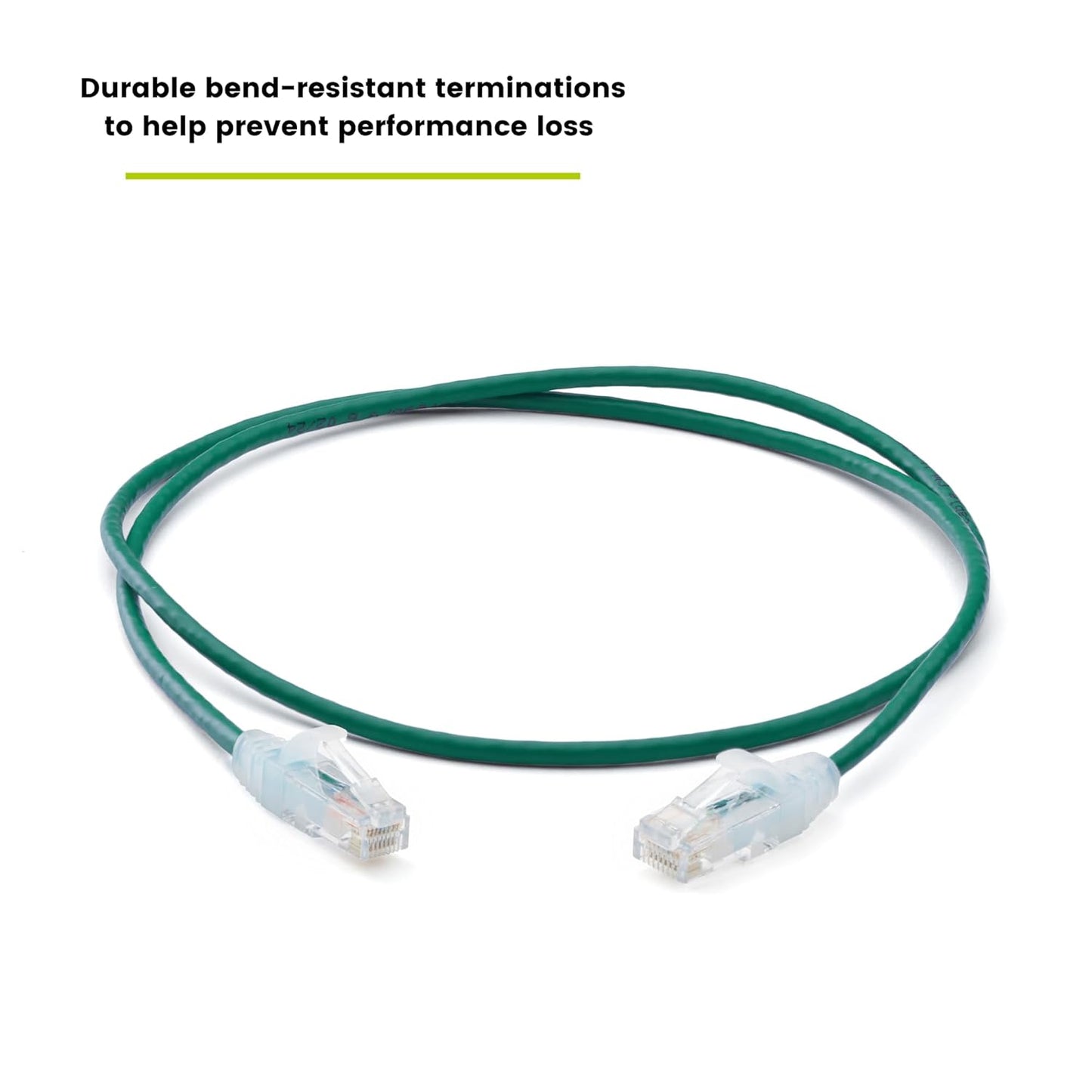 TRUECABLE Cat6 Component Rated Patch Cable, Unshielded (U/UTP), 2ft, Green, 28AWG Solid Copper, Snagless 10G High-Speed Ethernet Cable, PoE++ 4PPoE 100W, UL Listed, RoHS-3, 1 Pack